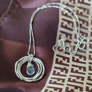 Elegant Silver Necklace with Blue Topaz Gemstone